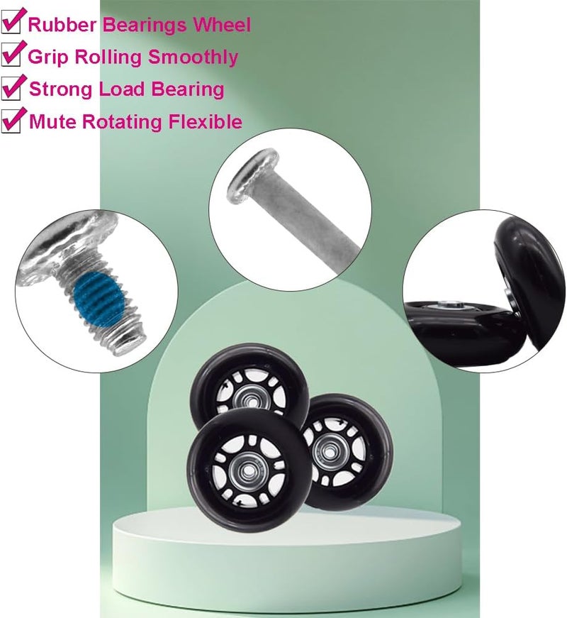 Ruidee 4 Pcs Luggage Suitcase Replacement Wheels 70x24mm Wear-Resistant Luggage Wheels Rubber Rotating Wheel Low Noise for Trolley Travel Case Carry-on Roller Bag (SXL/70x24mm) - Image 3